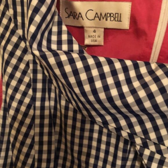 Sara Campbell Navy/White Check Pleated Dress; NWOT; Size 4; Excellent Condition - Picture 4 of 12